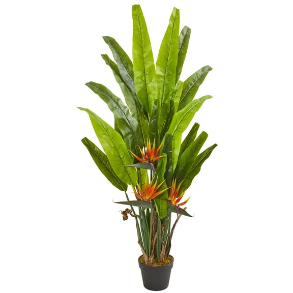 Nearly Natural 4.5' Plastic and Polyester Bird of Paradise Artificial Plant, Green