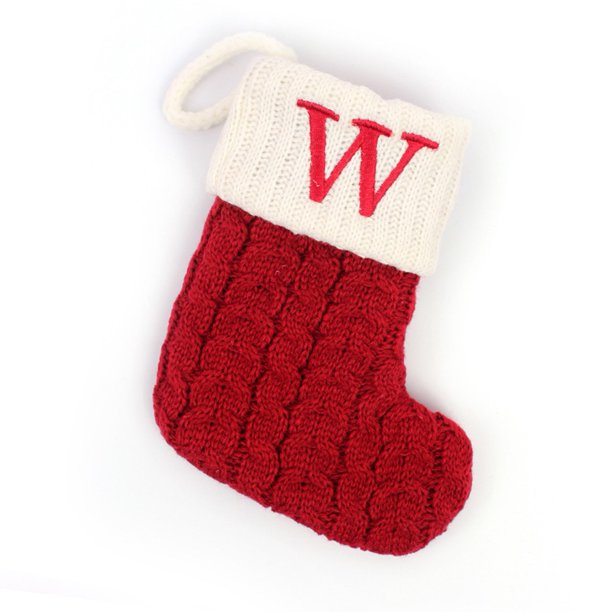 Christmas Socks Red Snowflake Alphabet Knitting Stocking Christmas Tree Pendant