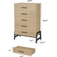 thumbnail image 2 of Memoryfield Commode Haute de 50,5 Po à 5 Tiroirs, Coffre de Rangement en Bois pour Chambre et Garde-Robe, Naturel, 2 of 6