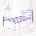thumbnail image 2 of GarveeHome Purple Twin Metal Bed Frame with Heart-Shaped Headboard & Footboard, Sturdy Platform Bed with 12.2" Underbed Storage, No Box Spring Needed, Easy Assembly, 2 of 7