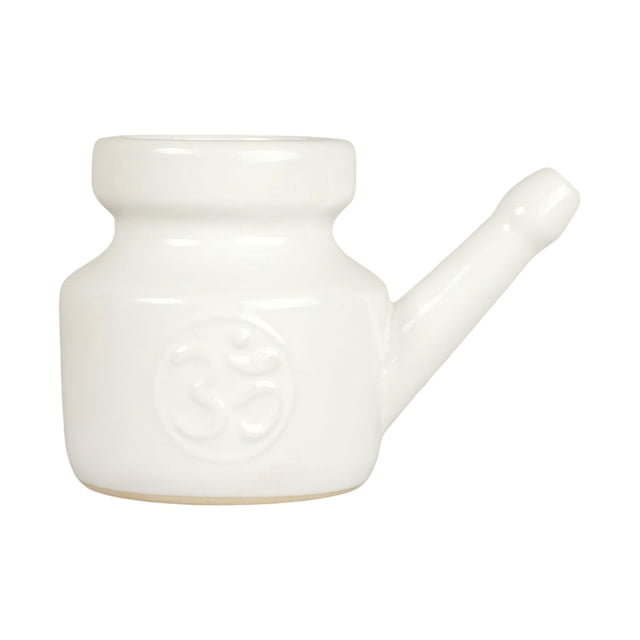 Olla de limpieza , olla de cerámica, fácil de limpiar, olla de irrigador nasal portátil de viaje duradera para lavado , limpieza Blanco