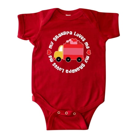 

Inktastic Grandpa Loves Me Boys Valentine Truck Gift Baby Boy Bodysuit