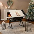 thumbnail image 2 of CQSXDA Adjustable Drawing Drafting Table Desk With 2 Drawers And Stool For Home Office And School Use In Modern Design, 2 of 6