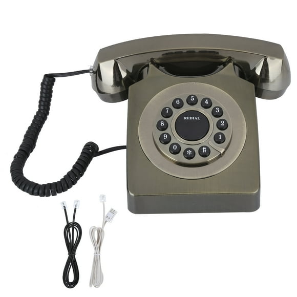 Teléfono multifunción vintage europeo para el hogar, llamadas de alta definición, botón grande transparente, bronce antiguo