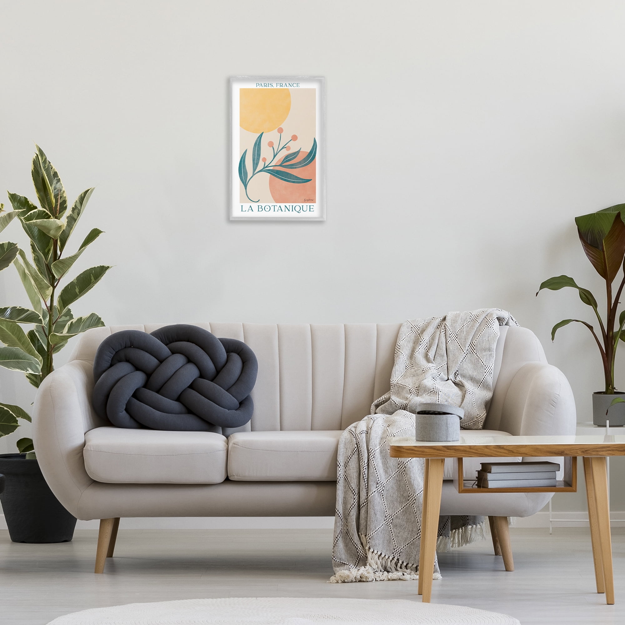 Stupell Industries French Botanical Poster Botanical & Floral Painting Gray Framed Art Print Wall Art, 16 x 24