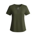 thumbnail image 5 of Fewfanhot Women's Blouses Zip Front V-Neck Short Sleeve Work Casual Top Blouse Shirt, 5 of 6