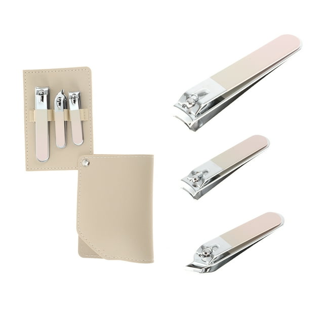 Conjunto de cortauñas portátil con luz de espejo único para mujeres y hombres en rosa degradado