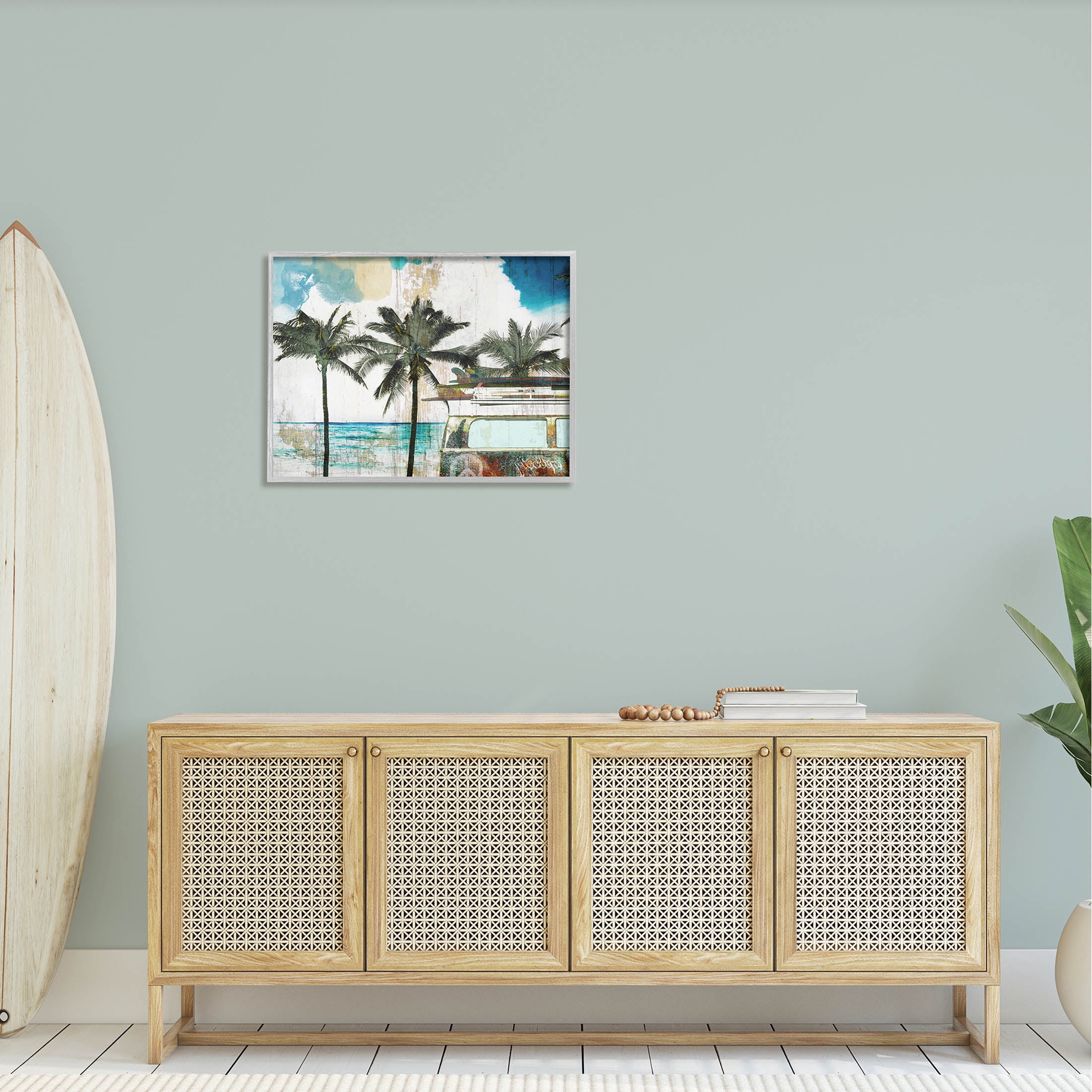 Stupell Industries Rustic Vacation Palm Trees Graphic Art Gray Framed Art Print Wall Art, Design by Sophie 6