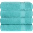 thumbnail image 4 of 4 Piece Turkish Bath Towels for Bathroom, 100% Cotton Extra Large Soft Plush Towels Bathroom Set, Turquoise, 4 of 5