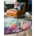 thumbnail image 1 of Unique Loom Chromatic Collection Modern Colorful & Vibrant Abstract Area Rug for Any Home DÃ©cor, 8 ft x 8 ft, Multi/Light Blue, 1 of 10