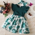 thumbnail image 2 of HCNTES Children Toddler Kids Summer Princess Dress with Puff Sleeve Casual Beach Dress for Little Girls Big Kids 2T 3T 4T 5T 6T 7T(18-24 Months,F02-Green), 2 of 6