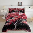 thumbnail image 1 of Erosebridal Red Cherry Blossoms Bedding Sets Twinwith Comforter, Tree Botanical Duvet Insert, Japanese Style Decor, Lightweight, 1 of 8