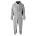 thumbnail image 3 of Eiyaclvo Men's Hooded Onesie Pajamas Lightweight Fuzzy Fleece Zip Up Jumpsuit Long Sleeve Long Pants One Piece Pjs, 3 of 6