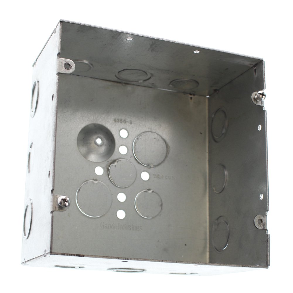 Garvin 6350S Deep Junction Box, 6Inch Square, 31/2" Deep, 1/2 & 3/4