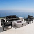 thumbnail image 2 of Noble House Cape Coral 5 Piece Outdoor Aluminum Conversation Set in Gray, 2 of 16