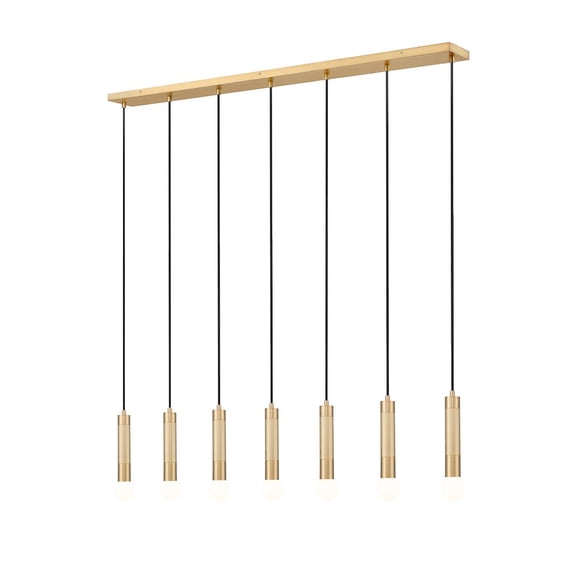 Z-Lite Stari 7 Light Linear Chandelier in Modern Gold color, Steel frame