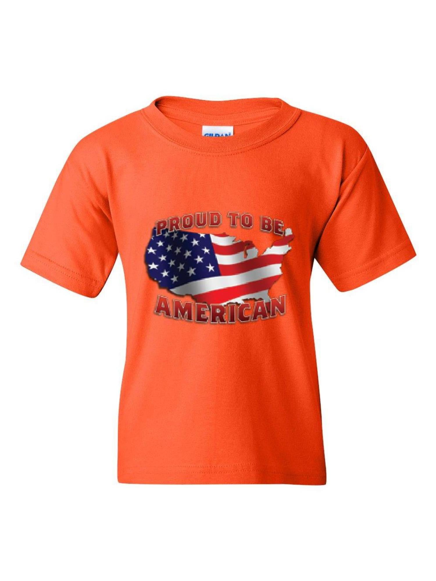 IWPF Youth American Proud To Be US Flag Patriotic TShirt For Girls and Boys