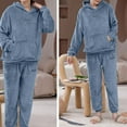 thumbnail image 4 of hotojiny Women's Fluffy Pajamas Set Fleece Sherpa Hooded Pullover with Pants Set Plush Sleepwear 2 Piece Pjs Set Fall Winter Outfit, 4 of 7