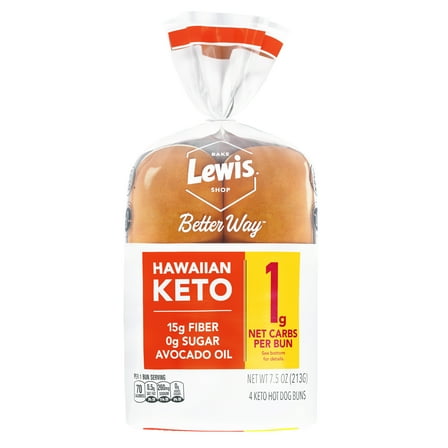 Lewis Bake Shop Better Way Keto Hawaiian Hot Dog Buns, 7.5 oz, 4 Count