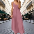 thumbnail image 2 of DHFJKG Summer Maxi Dresses For Women Spaghetti Strap Flowy Casual V Neck Beach Dress Vacation Travel Outfits Cozy Dresses, 2 of 5