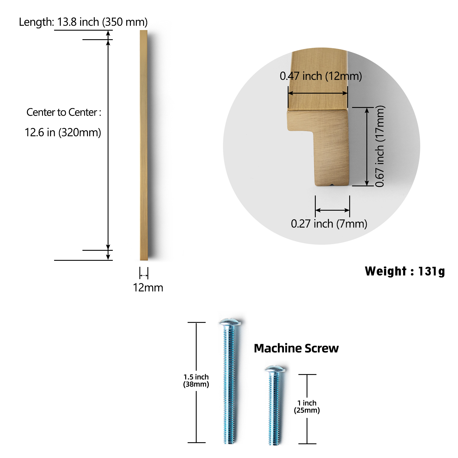 Goo-Ki 12 Pack 12.6 Inch(320mm) Kitchen Cabinet Pulls, Champagne Bronze Cabinet Handles, Drawer Pulls for Dresser,Wardrobe & Cupboard