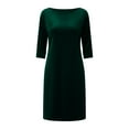 thumbnail image 5 of QATAINLAV Velvet Dress for Women Casual Crew Neck Long Sleeve Dresses Elegant Loose Fit Cocktail Party Maxi Dress with Pockets, Green, S, 5 of 10