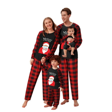 

TANGNADE Matching Family Christmas Pajamas Sets Elf Tee And Striped Bottom Pj S-Women：S