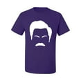 thumbnail image 2 of Wild Bobby, White Parks and Rec Fans Ron Swanson Mustache Face Silhouette, Pop Culture, Men Graphic Tee, Purple, XX-Large, 2 of 4