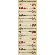 Contemporary Harvest Collection Area Rug in Autumn Arrow and Rectangle, Round, Runner Shape
