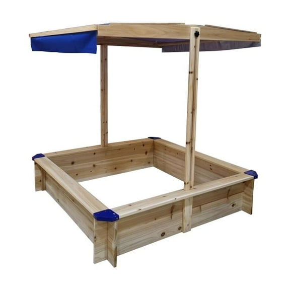 Children's Wooden Sandbox with Adjustable Canopy, Sandpit with Covers Kids Wood Playset Outdoor Backyard - Upgrade Retractable,45.3"L x 45.3"W x 46.5"H