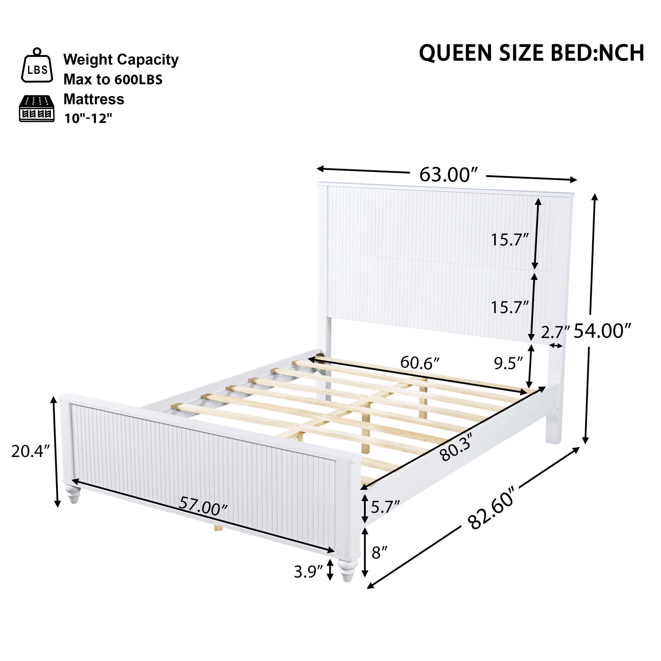 Christopher Knight Home Modern Wooden Queen Bed Frame with Grooved Headboard and Footboard, White