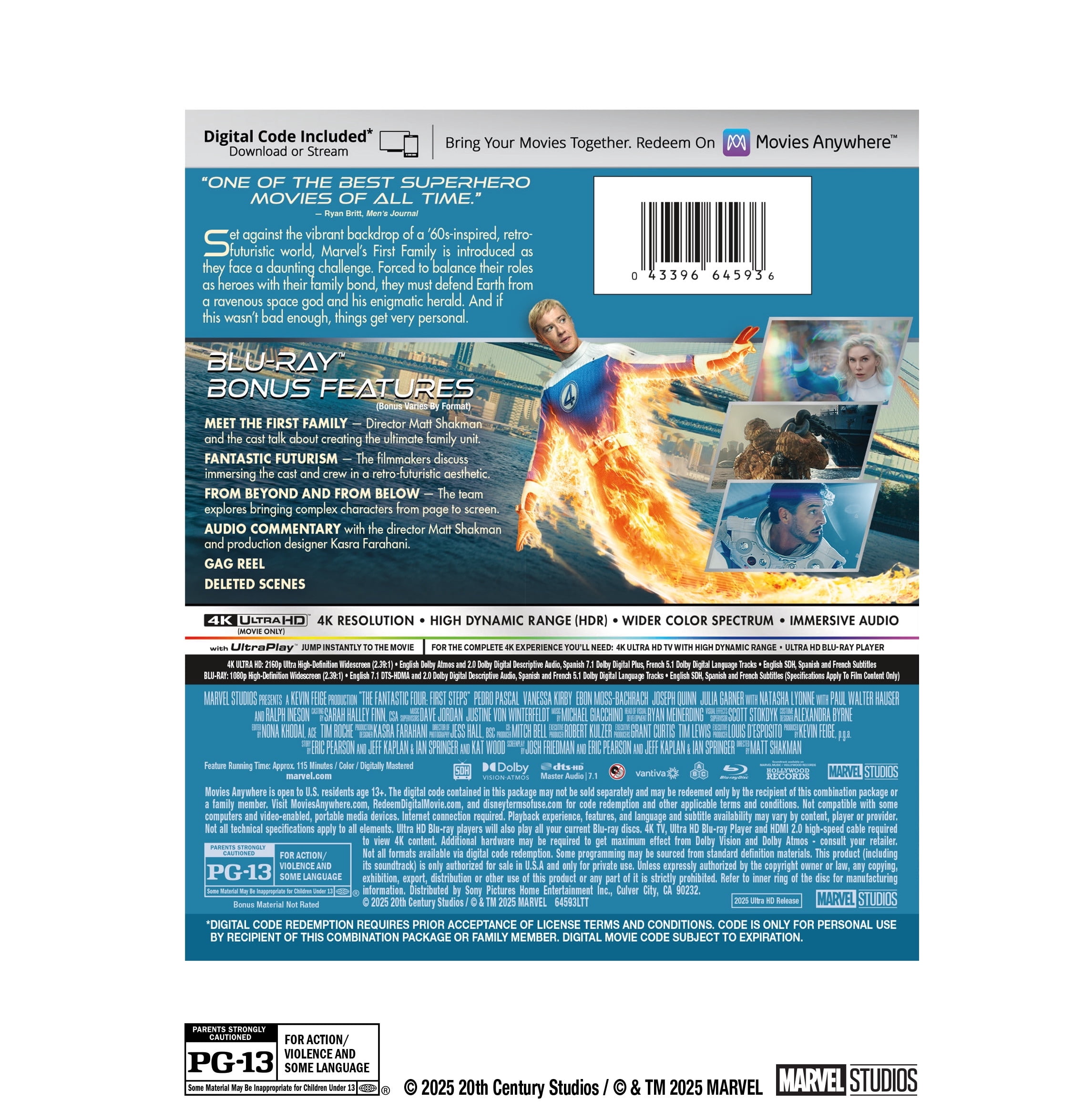 The Fantastic Four: First Steps (4K Ultra HD + Blu-ray + Digital Copy) Marvel Studios, Action & Adventure