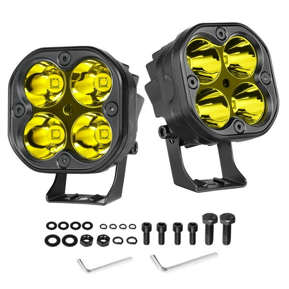 2X 3inch LED Light Cube Pods Spot Beam Offroad Driving Fog Yellow Lamp US