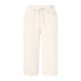 thumbnail image 3 of RUTAYY Women's Capri Pants Solid Color Straight Leg Casual High Waist Sports Loose Fit Daily Wear Trendy Travel Trousers, 3 of 5