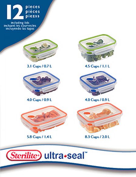 Sterilite 12-Piece Ultra Seal Set Clear (Available in Case of 2 or Single Unit)