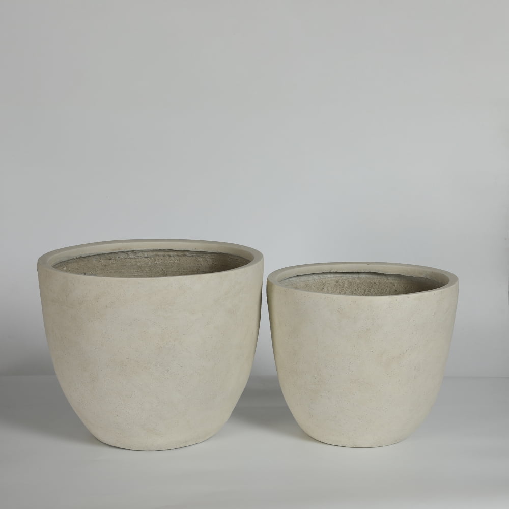 NOBOLEA 2Pcs Round Concrete Planter, Large Indoor/Outdoor Flower Pots with Drainage Hole for Plants for Home Garden Patio, 13" x 13" & 16" x 16"
