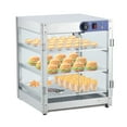 thumbnail image 1 of Commercial Food Warmer Display, 20in 3-Layer Pizza Warmer Cabinet Countertop Pastry Warmer, Stainless Steel Framed Glass Door, 1 of 7