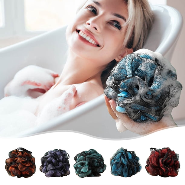 Esponja de Baño Colorida y Soñadora | Suave y No Se Dispersa | Exfoliante Corporal En Forma de Flor de 12 X 12 Cm con Asa para Colgar | Suave para Pieles Sensibles
