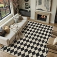 thumbnail image 4 of BERTHMEER 9'x12' Large Area Rugs for Living Room Modern Rhombus Checkered Rugs Bedroom Office Dining Room Farmhouse Geometric Contemporary Washable Non Slip Rugs Carpets, Black & Beige, 4 of 5