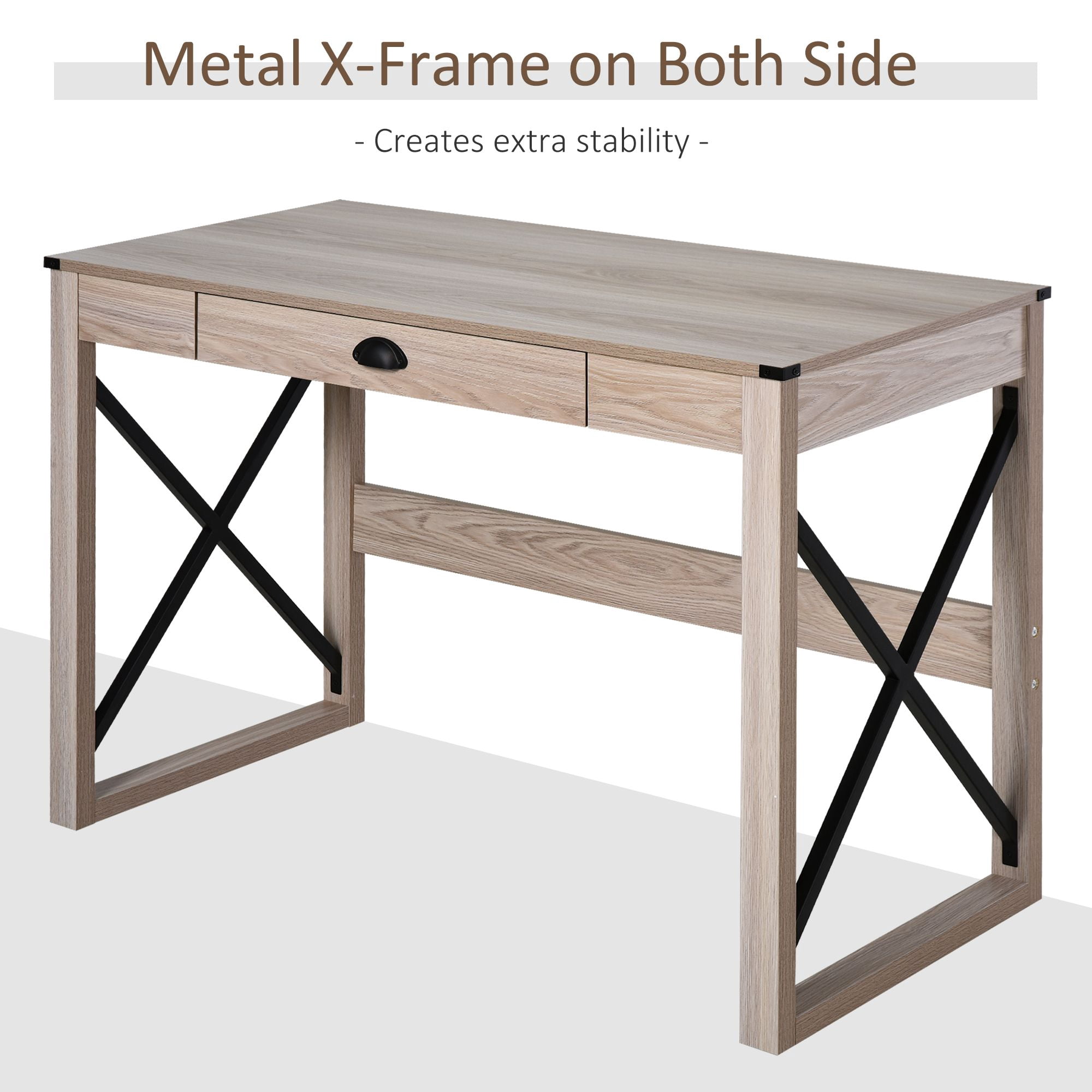 Rustic Writing Desk Farmhouse Home Office Computer Workstation with Drawer
