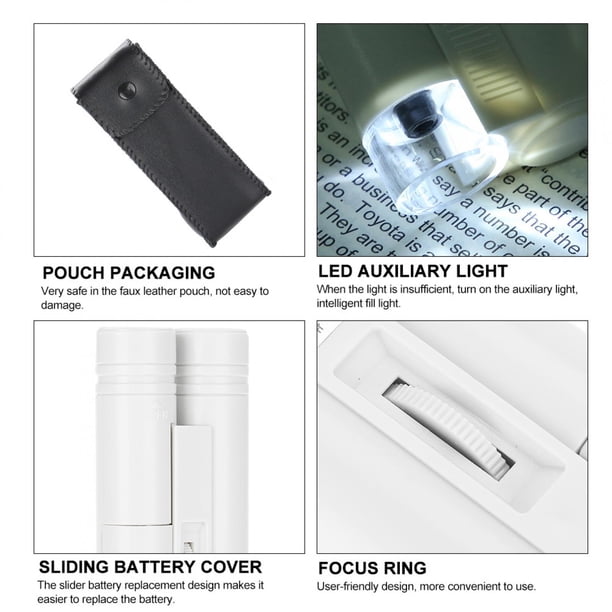Lupa para JoyeríA, Microscopio con Zoom 100X Tubo Doble Joya para Lupa Lupa De Bolsillo con Luz Led Ecomeon no