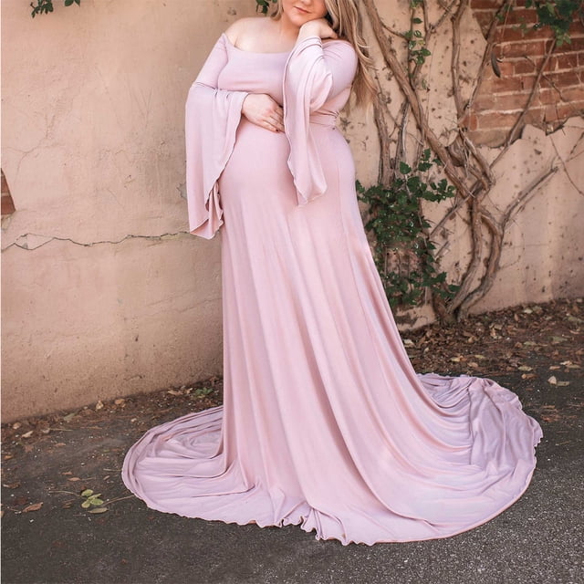 WILLBEST Fondos para Vestidos de Mujer, Accesorios de Fotografía Sexy para Mujeres Embarazadas, Vestido Liso de Maternidad con Hombros Descubiertos XXXXXGrande