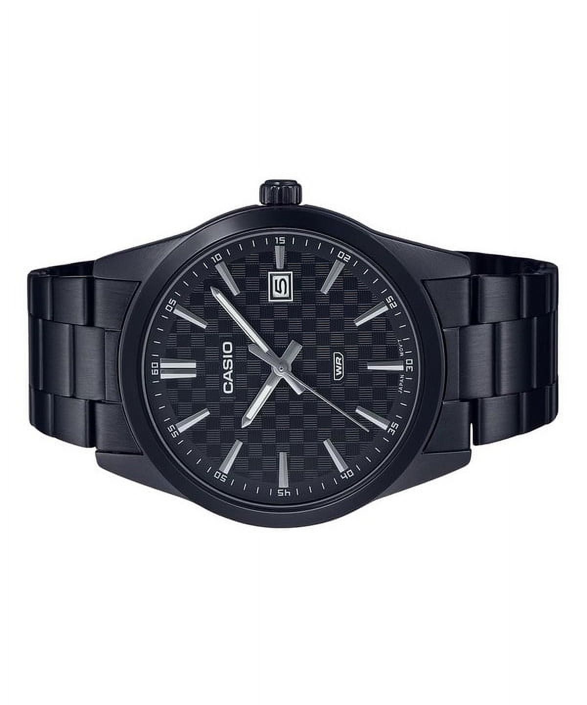 Casio Men’s Black Analog Watch Black Dial Steel Bracelet - MTP-VD03B-1AUDF