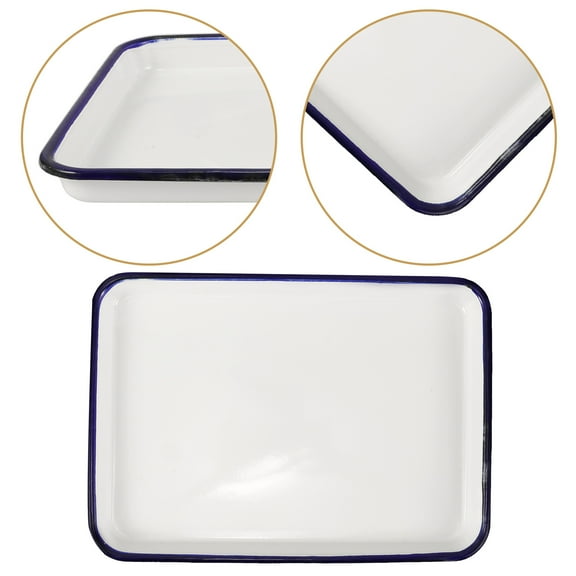 Raindrops White Enamel Baking Pan with Versatile Multi-Functional Design, Perfect for Home Baking and Cooking Needs