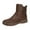 Brown, variant on Fesfesfes Faux-Leather Boots for Women Shoes Pointed Toe Solid Color Warm Zip Casual Retro Low Heel Stitching Fashion Belt Buckle 6.5(38)