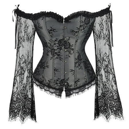 

Women S Bodysuit Shapewear Lace Embroidery Long Sleeve Tummy Control Sculpting Slim Body Suits Off Shoulder