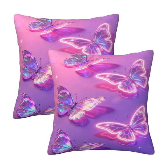 Neon Butterfly Decorative Cushion Covers Pillow Covers 2 Pack