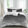 thumbnail image 2 of Black Ombre Stripes Bedding 3 Piece Duvet Cover Set Twin Size, Modern Abstract Sea Waves Spray Art Soft Microfiber Comforter Cover with Zipper Closure & Pillowcases, FadeResistant Quilt Cover, 2 of 9