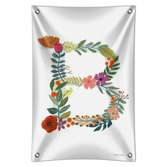 Letter B Floral Monogram Initial Home Business Office Sign