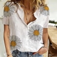 thumbnail image 1 of Babysbule Hauts en Solde pour Femmes Mode Décontractée Été Manches Courtes Chemise Boutonnée Imprimée Blouse, 1 of 5